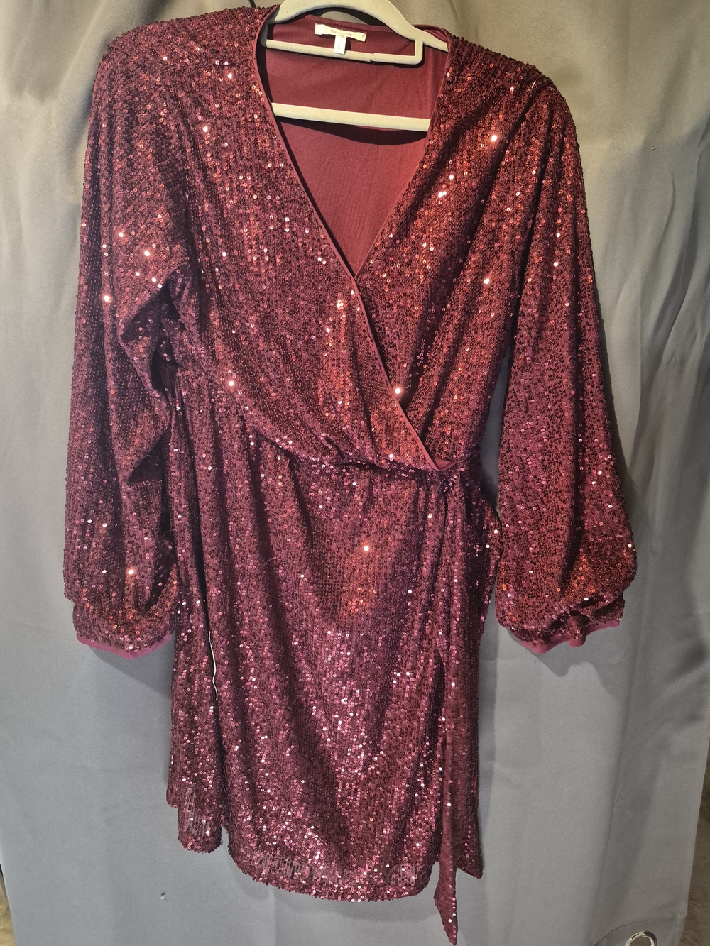 Maurices Red Sequin Wrap Mini Dress